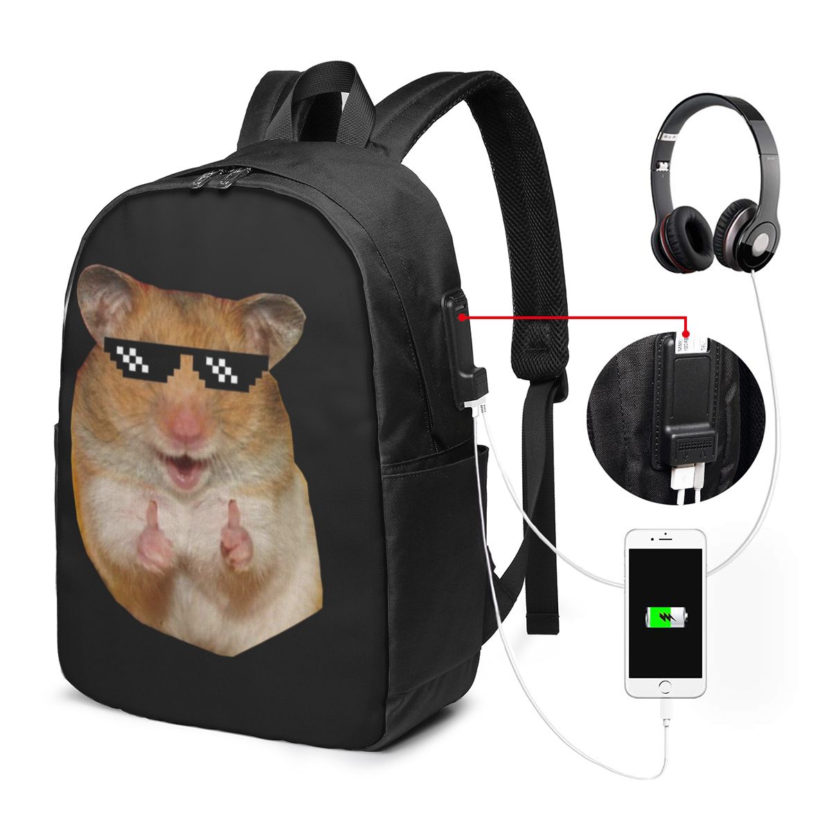 Travel Bags - Komik Hamster Sırt Çantası Seyahat Dizüstü