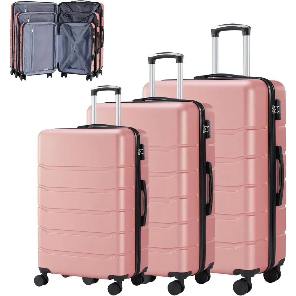 Expandable Hard Shell Luggage Set - 3 Parçalı Büyük Bavul Seti, Çift