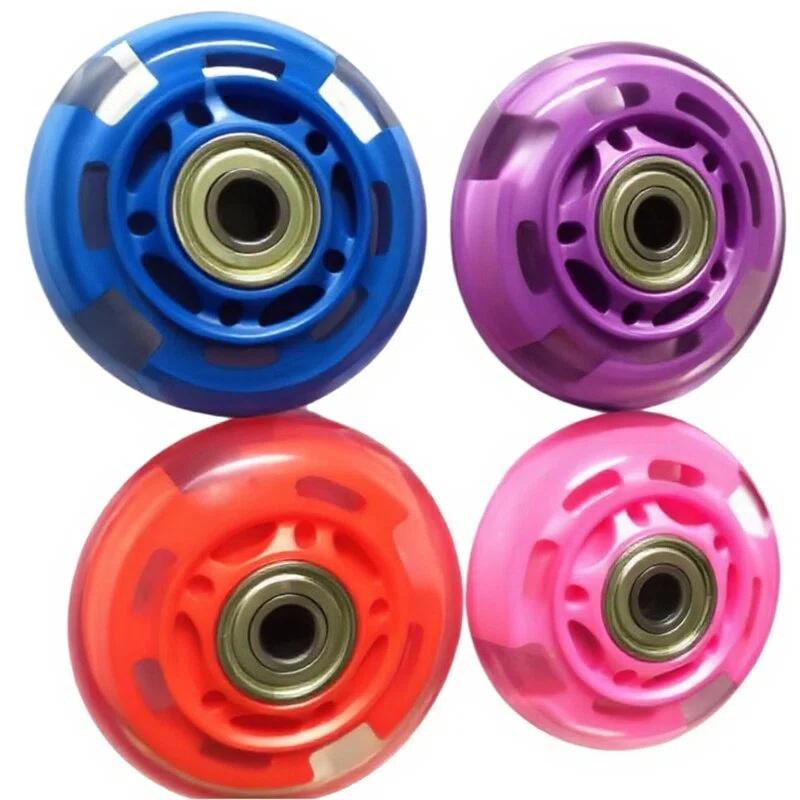 Silent Replacement Luggage Wheels - 64MM Şeffaf PU Işıklı Kaykay Tekerlekleri,